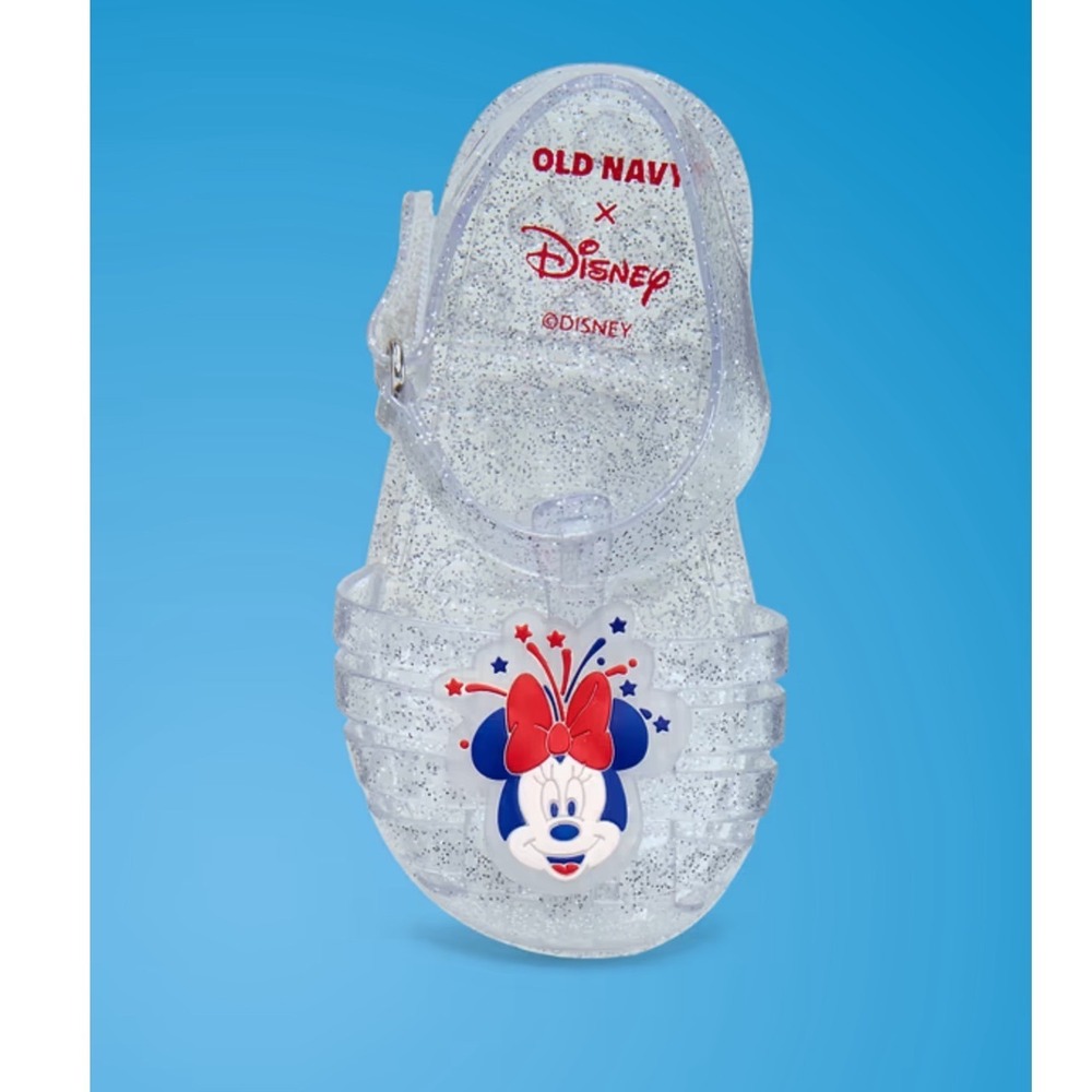 Old Navy Disney Minnie Mouse Glitter Jelly Sandals Toddler 18-24M Clear Silver